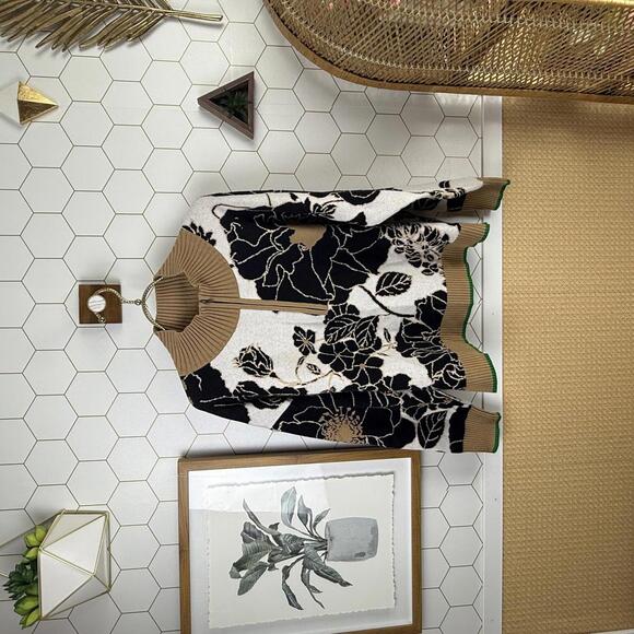 Maeve by Anthropologie Tan Montana Mock-Neck Half-Zip Sweater - Size - Medium - Picture 3 of 9